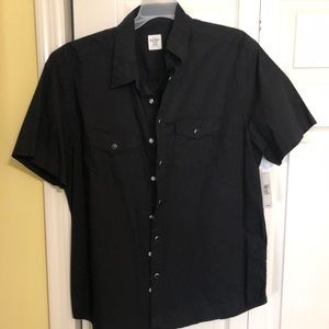 Old Navy short sleeved black button down shirt